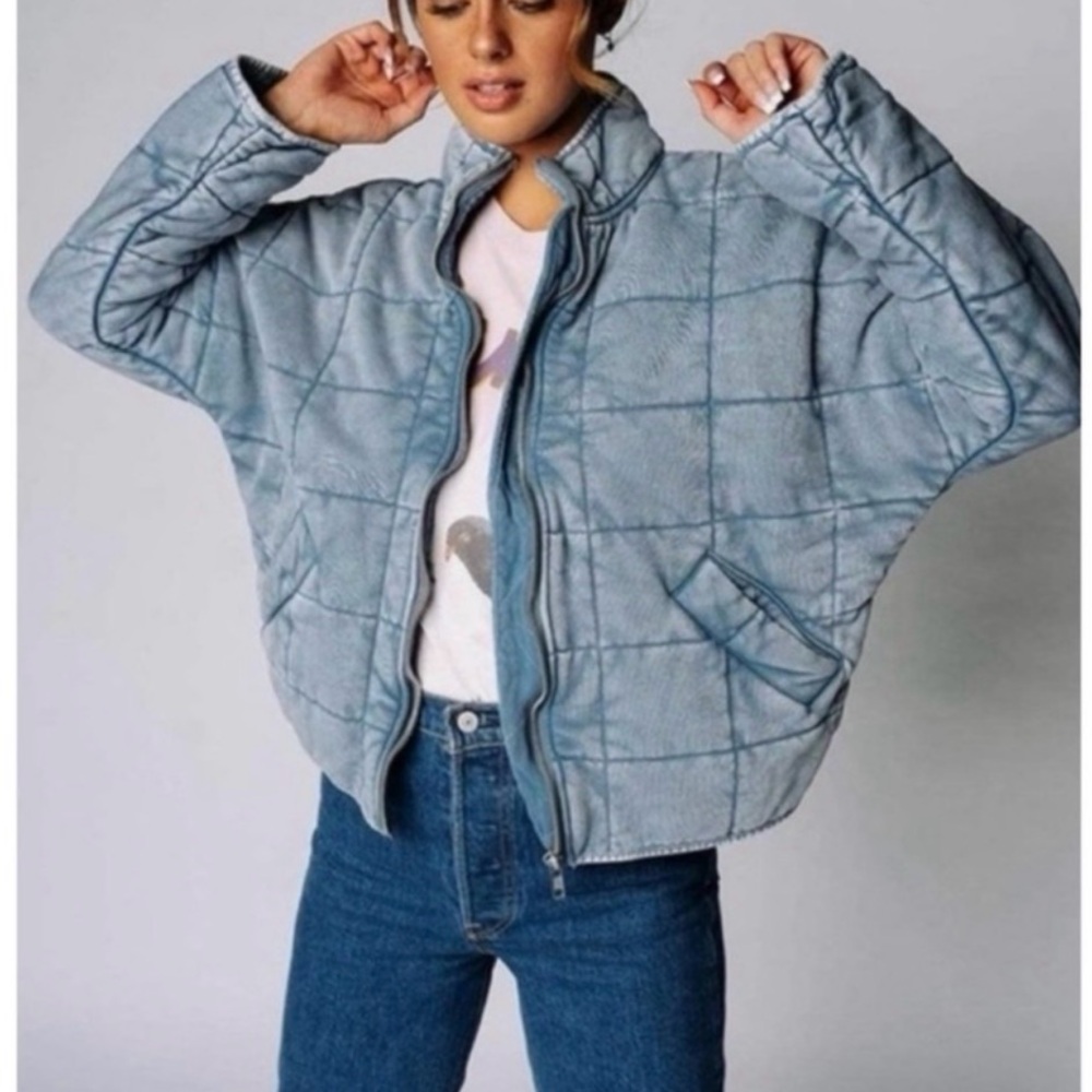 Free People Light Blue Puffer Jacket
